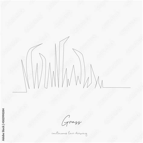 Continuous Line Drawing Grass Simple Vector Illustration Grass