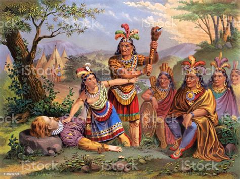 Pocahontas Saves Captain John Smith Stock Illustration Download Image