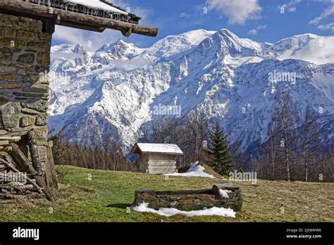 France Haute Savoie Massif Du Mont Blanc Alpine Chalet Stock Photo