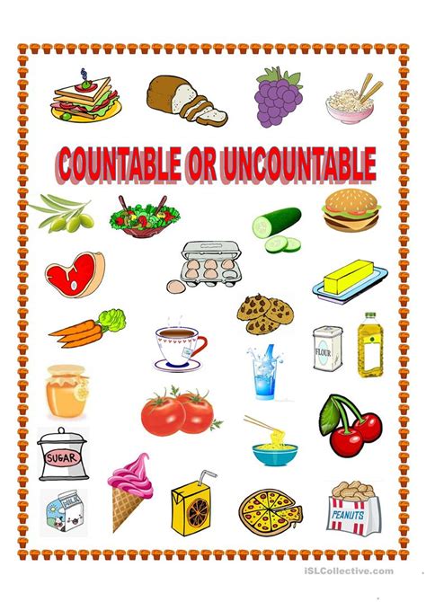 Countable Or Uncountable Noun English Esl Worksheets For Distance