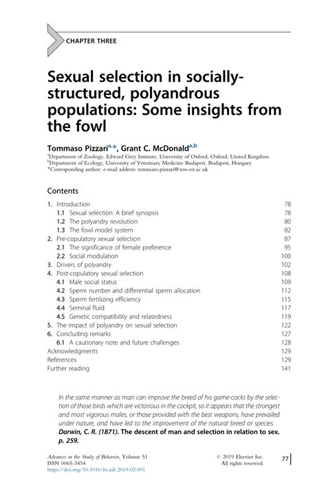 Pdf Sexual Selection In Socially Structured Polyandrous Populations Some Insights From The Fowl