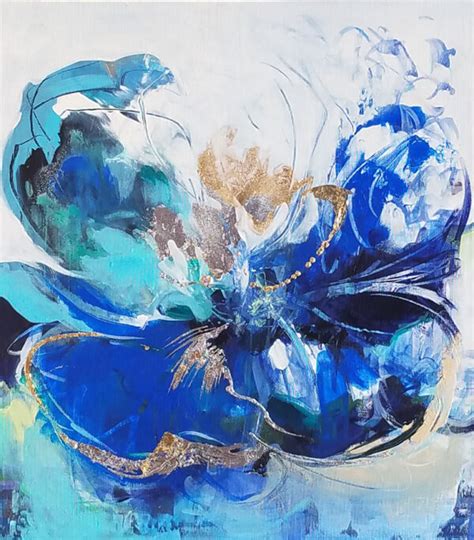 Cobalt Blooms Iv By K Nari Contemporary Abstract Original