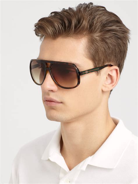 Aviator Sunglasses For Men Gucci Acetate Aviator Sunglasses In Black For Men Lyst Buy