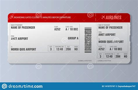 Airline Boarding Pass Or Air Ticket Design Template Realistic Vector