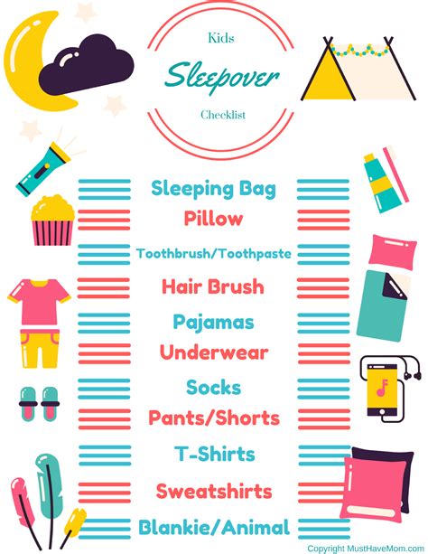 Free Printable Whats In Your Sleepover Bag Slumber Party Free