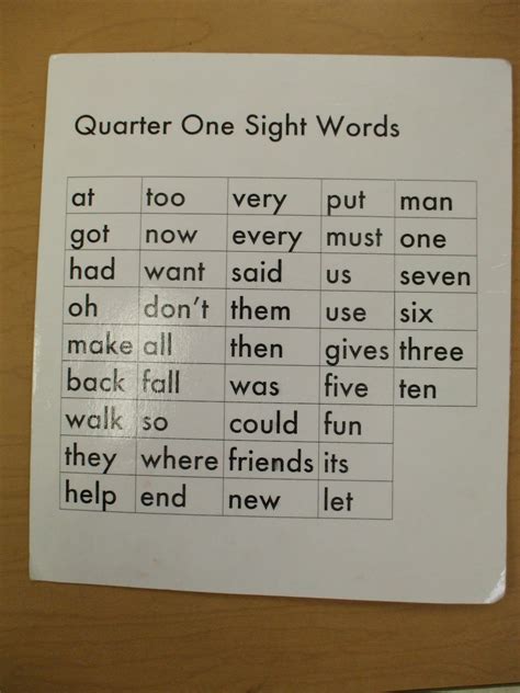 Welcome To First Grade Room 5 Sight Words
