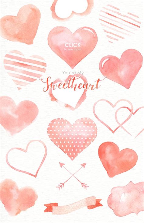 My Sweetheart Watercolor Clipart | Valentines watercolor, Watercolor flowers, Watercolor heart