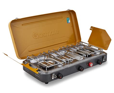 A removable grilling attachment allows you to switch out cooking accessories to meet your needs. 3 Burner Camp Stove Chef With Griddle And Folding Legs ...