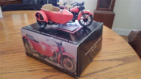 Harley Davidson Motorcycle Sidecar Coin Bank 1933 112 Scale Die Cast