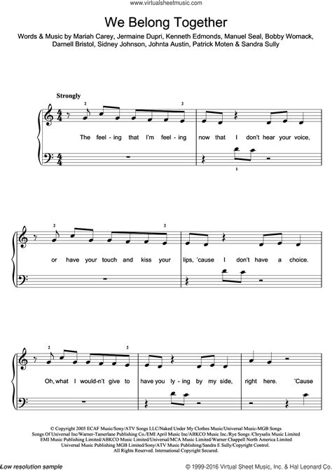 We Belong Together Easy Sheet Music For Piano Solo Pdf