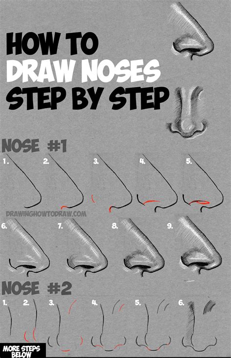 How To Draw Noses From The Side And Front View Drawing And Shading