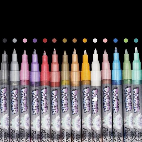 Pintar Art Supply Pintar Premium Metallic Paint Pens 14 Pack Fine Tip