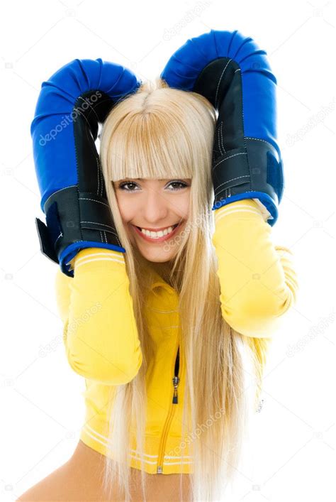 Beautiful Woman Wearing Boxing Gloves — Stock Photo © Lanakhvorostova