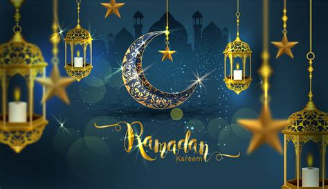 Ramadan Kareem Poster With Ornate Crescent Moon 834264 Vector Art At