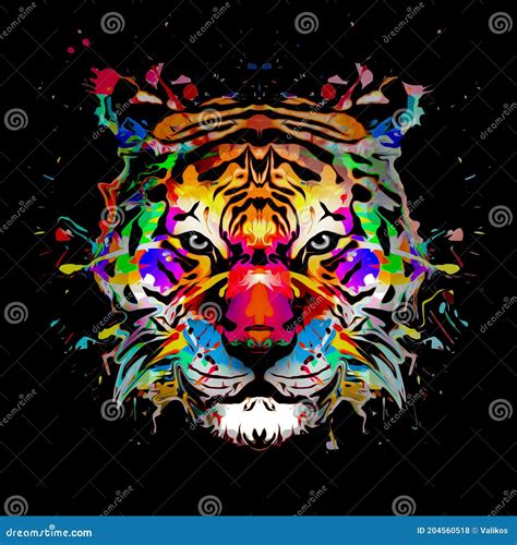 Bright Abstract Colorful Background With Tiger Paint Splashes Art