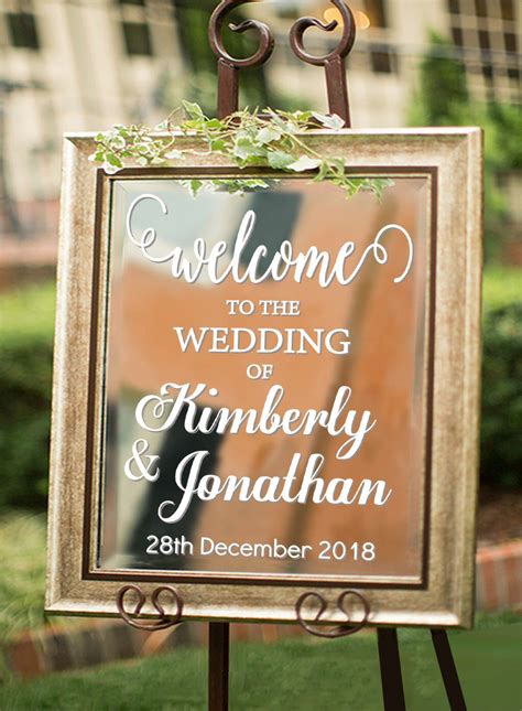 Wedding Welcome Sign For Mirror Personalisedcustom Event Decal