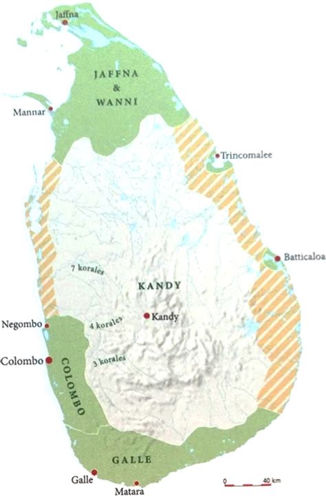 Map With The Territories Of The Voc In Ceylon Before Green And After