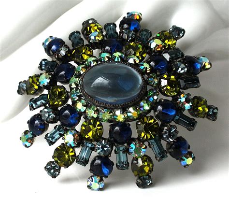 Vintage Rhinestone Aurora Borealis Brooch By Delightfuljewels