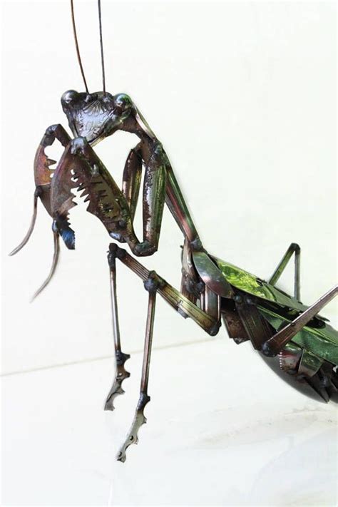 Vintage Metal Praying Mantis Bug Insect Sculpture Figurine Scrap Metal
