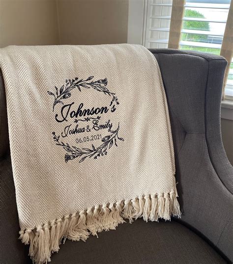 Custom Embroidered Wedding Blanket Wedding Gift Personalized Etsy