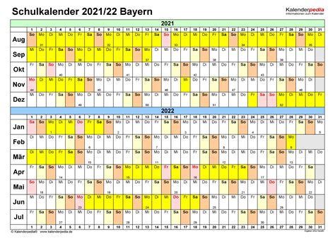 Jahreskalender selbst ausdrucken mit feiertagen für 2018 und weitere. Schulkalender 2020 Kalenderpedia 2021 Bayern : Kalender ...