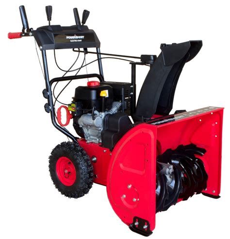 Clearing path will cut into large drifts with its 21 in. PowerSmart 24 inch, 212cc Two Stage Electric Start Gas Snowblower with Power Assist | The Home ...