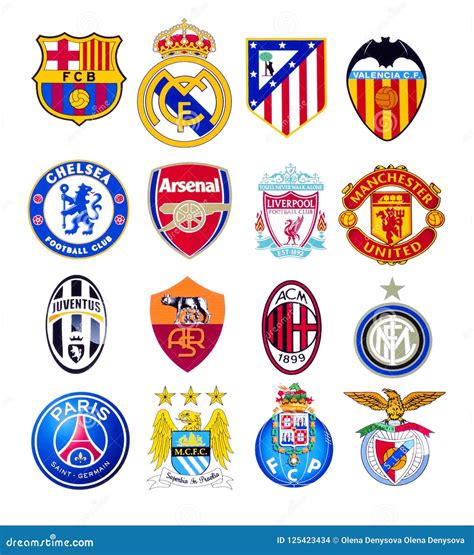European Football Clubs Logo Editorial Stock Image Illustration Of