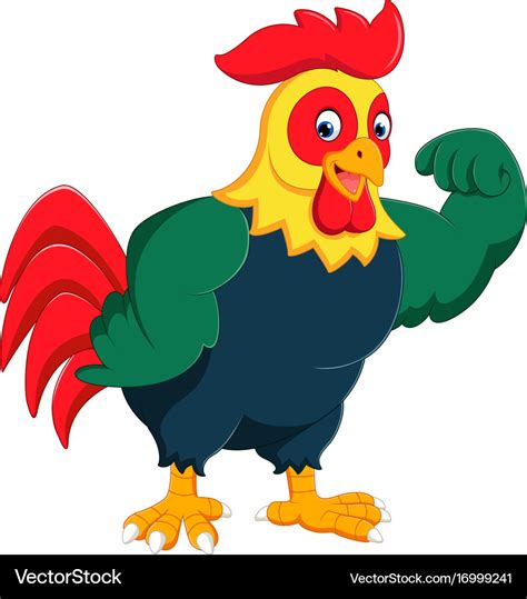 Cartoon Chicken Rooster Posing Royalty Free Vector Image