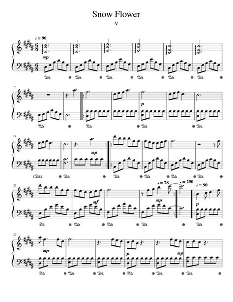 Snow Flower Sheet Music For Piano Solo