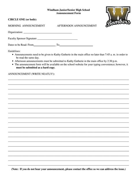 Announcement Form Complete With Ease Airslate Signnow
