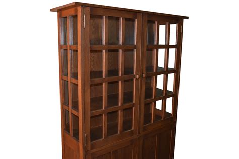 Mission Style Solid Quarter Sawn Oak China Cabinet — Crafters And Weavers