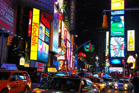 Times Square New York Usa City Cities Neon Lights Traffic Night Yy Wallpaper 3872x2592
