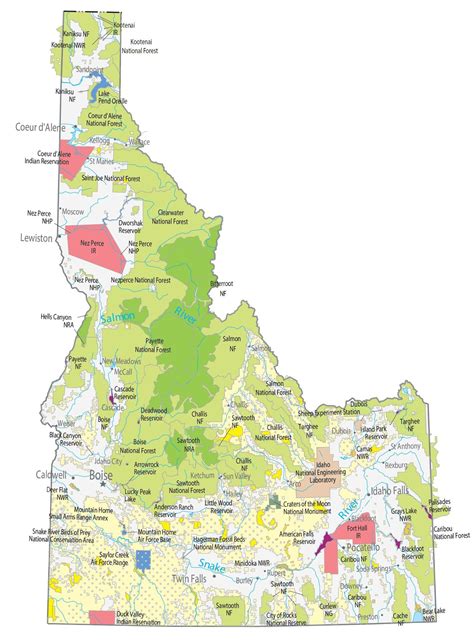Idaho State Map - Places and Landmarks - GIS Geography