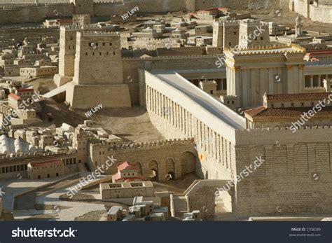 Model Of The 2nd Temple In Jerusalem With An Arrow Highlighting The