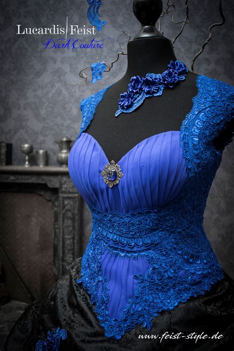 Upscale Wedding Dress In Black And Blue Hochzeitskleid Extravagant