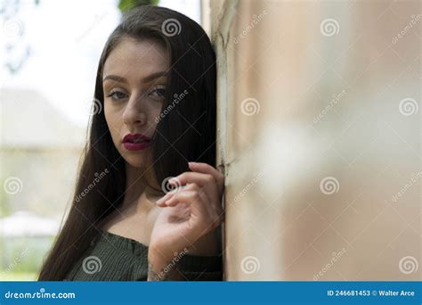 A Lovely Brunette Model Enjoys An Spring Day Outdoors Stock Image Image Of Lovely Feminine