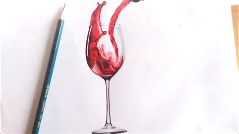 How To Draw Realistic Wine Glass By Using Colour Pencils Sketches Easily Youtube