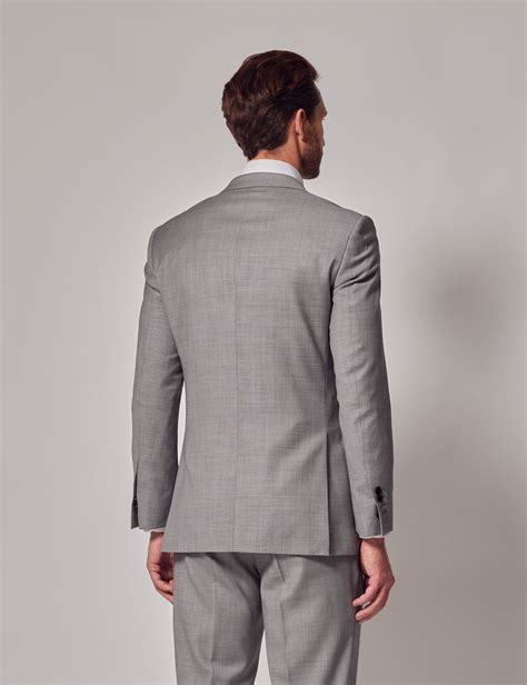 men s light grey twill slim fit suit super 120s wool hawes and curtis