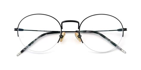 black titanium round semi rimless eyeglasses 80039