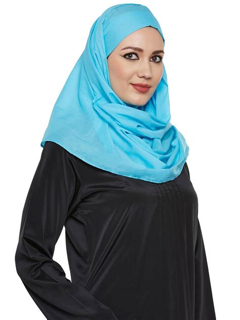 Blue Cotton Islamic Hijab Head Scarf Momin Libas 2685007