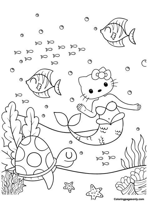 Printable Hello Kitty Mermaid Coloring Page Free Printable Coloring Pages