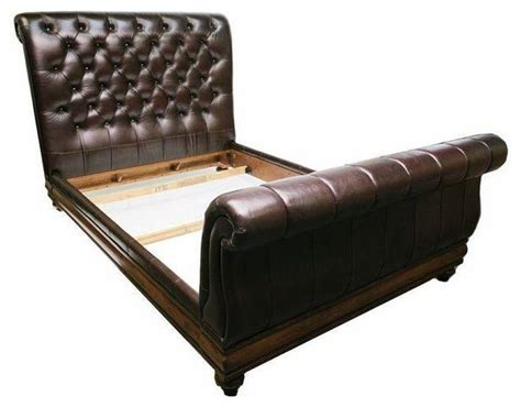 Maybe you would like to learn more about one of these? Consigned Sleigh Bed Tufted Leather Queen - Traditional ...