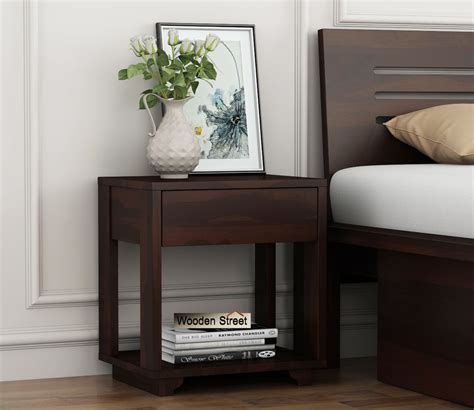 Buy Kristin Bedside Table (Walnut Finish) Online in India at Best Price