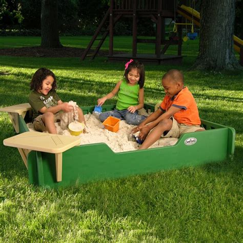 Sandlock Plastic Square Sandbox With Cover And Reviews Wayfair