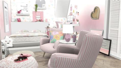Pink Girly Bedroom The Sims 4 Speed Build Youtube