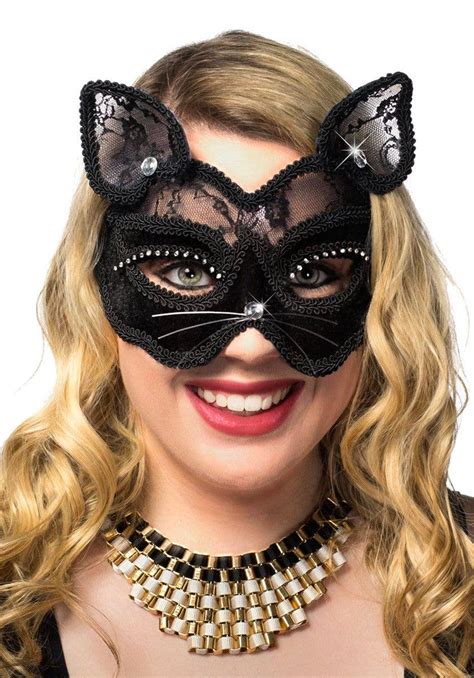 Black Velvet And Lace Masquerade Mask Cat Face Masquerade Mask