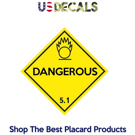 Hazard Class 5 Dangerous Placard Sign Us Decals