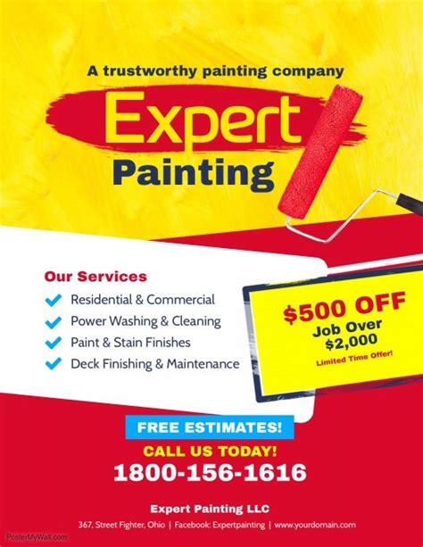 Expert Painting Services Flyer Poster Template Painting Services