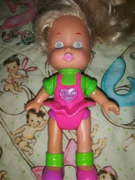 Vtg Mattel 1992 Wee Lil Miss Mini Petite Doll Pink Neon Green Long