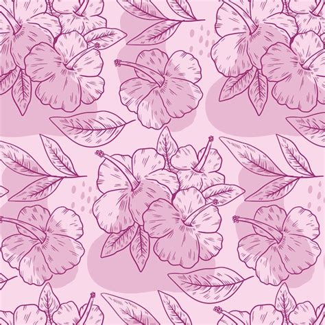 Free Vector Hand Drawn Hibiscus Flower Pattern